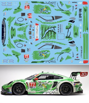 Decal Porsche 911 992 GT3 R #911 A O Racing Sketchy Rexy (RAWR) #77 Laguna Seca 2026 FFSFD1019v10